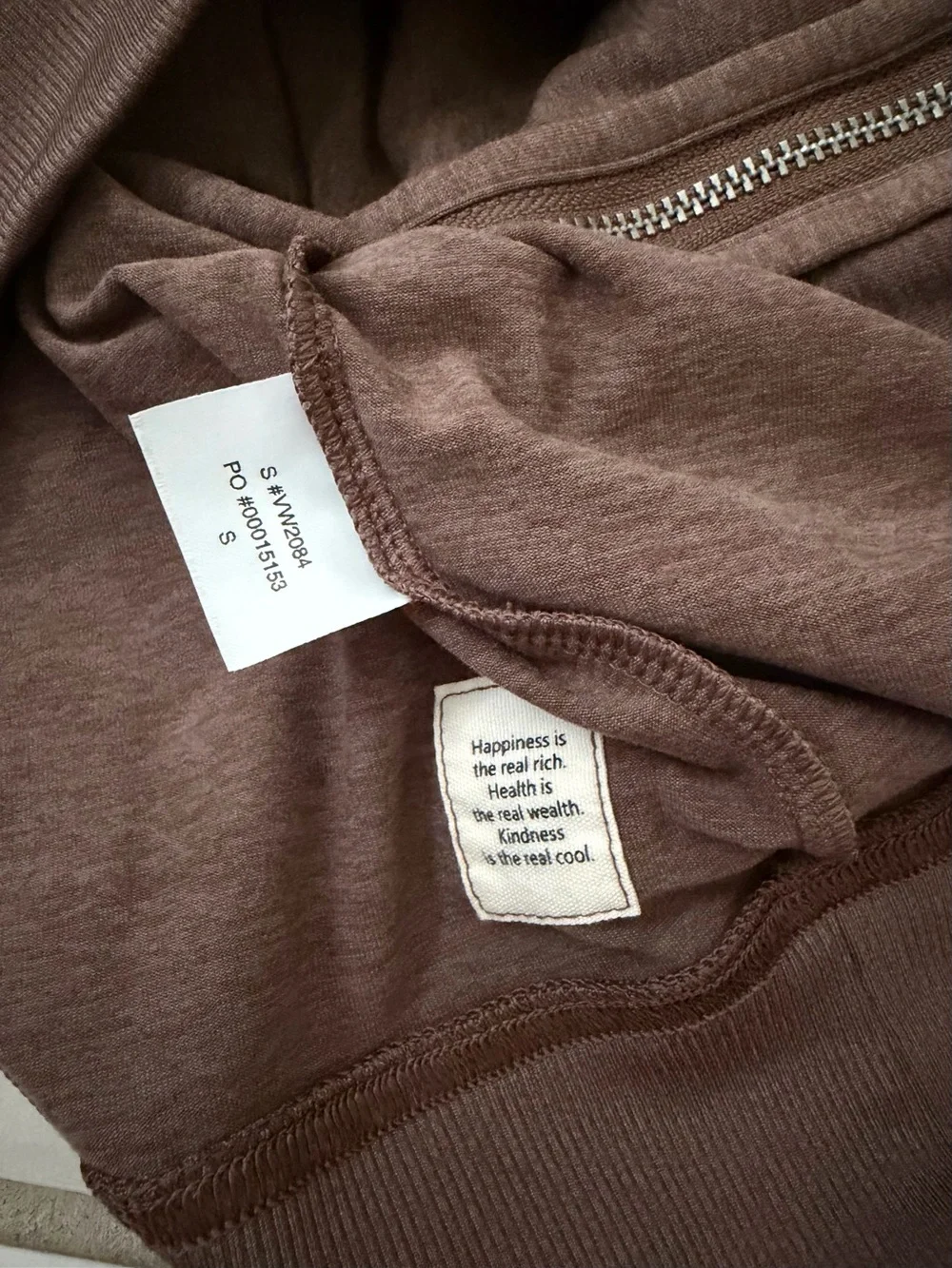 Vuori Halo Mini Women's Brown Zip Hoodie - Picture 3 of 6
